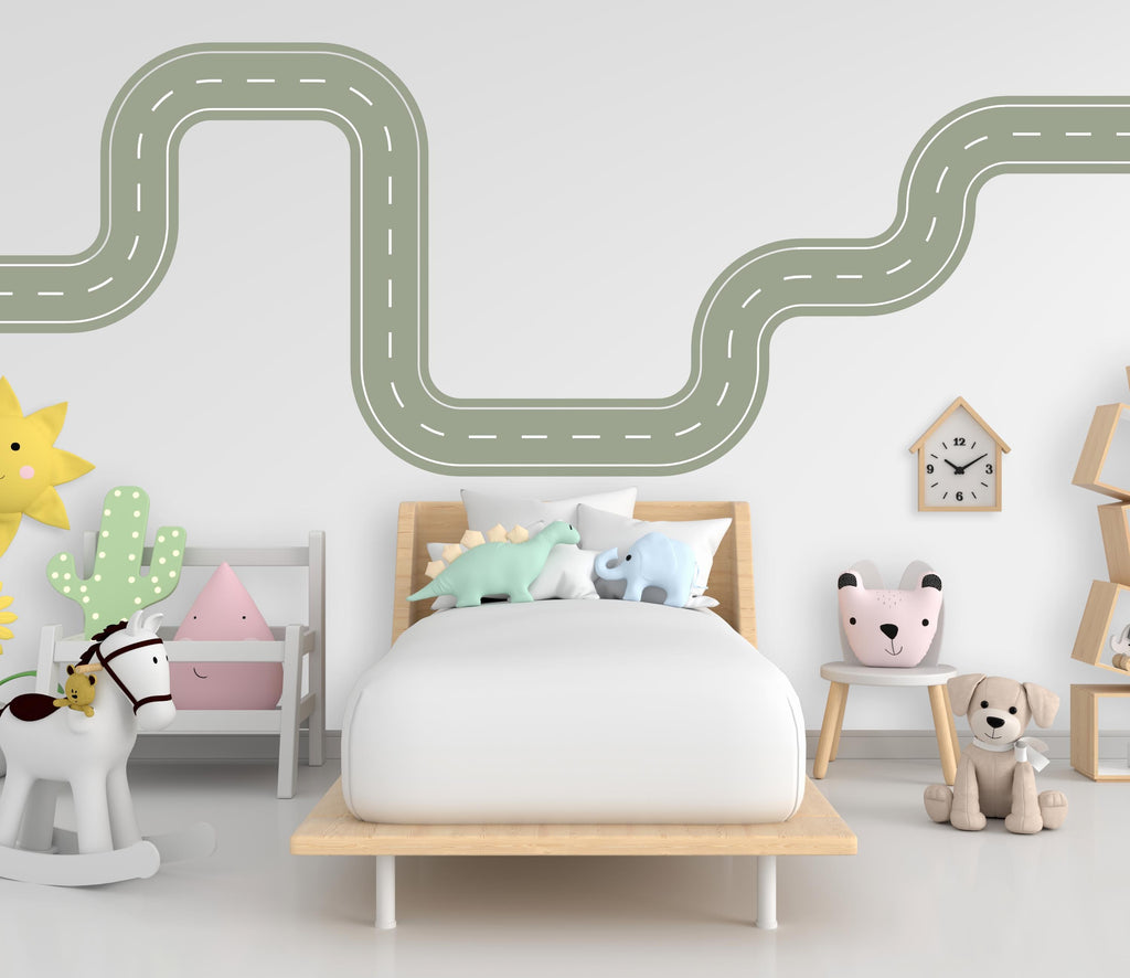 Road wind Wall Decal Highway Vinyl Sticker Track Route Wall Decor Kids Playroom Boys Room Wall Art Automotive Bedroom Mural Sticker 657LU