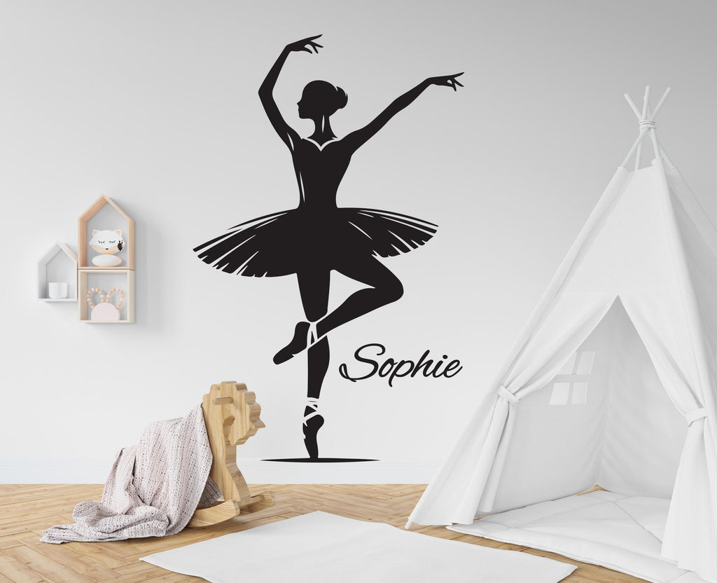 Ballerina Wall Decor, Ballerina Wall Decal, Girl room Ballerina Wall Art, Custom name Ballerina Dance Wall Sticker, Vinyl 635RS
