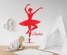 Load image into Gallery viewer, Ballerina Wall Decor, Ballerina Wall Decal, Girl room Ballerina Wall Art, Custom name Ballerina Dance Wall Sticker, Vinyl 635RS