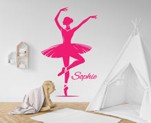 Load image into Gallery viewer, Ballerina Wall Decor, Ballerina Wall Decal, Girl room Ballerina Wall Art, Custom name Ballerina Dance Wall Sticker, Vinyl 635RS