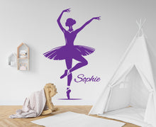 Load image into Gallery viewer, Ballerina Wall Decor, Ballerina Wall Decal, Girl room Ballerina Wall Art, Custom name Ballerina Dance Wall Sticker, Vinyl 635RS