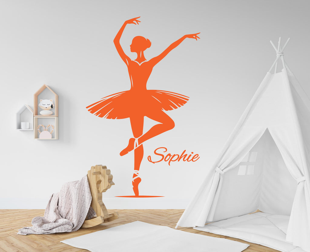 Ballerina Wall Decor, Ballerina Wall Decal, Girl room Ballerina Wall Art, Custom name Ballerina Dance Wall Sticker, Vinyl 635RS