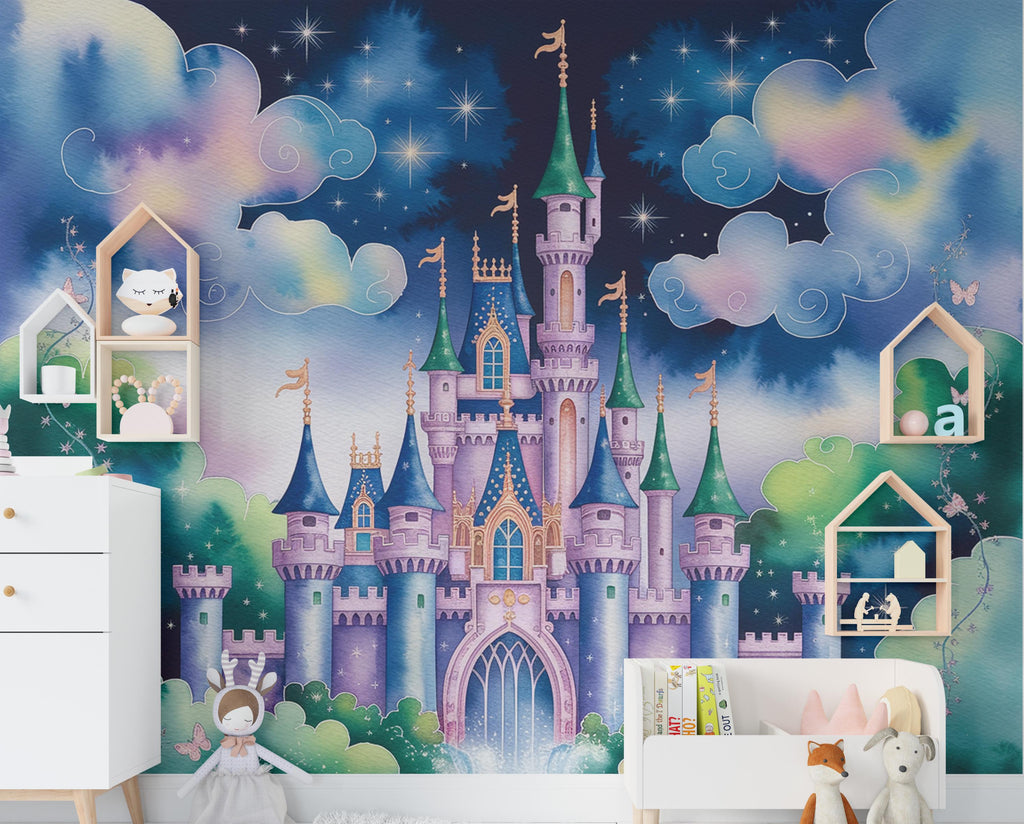 Princess Castle Wall Graphics Peel and Stick Girl room Wallpaper Nursery Self Adhesive Removable nursery wall decor Mural 664RS