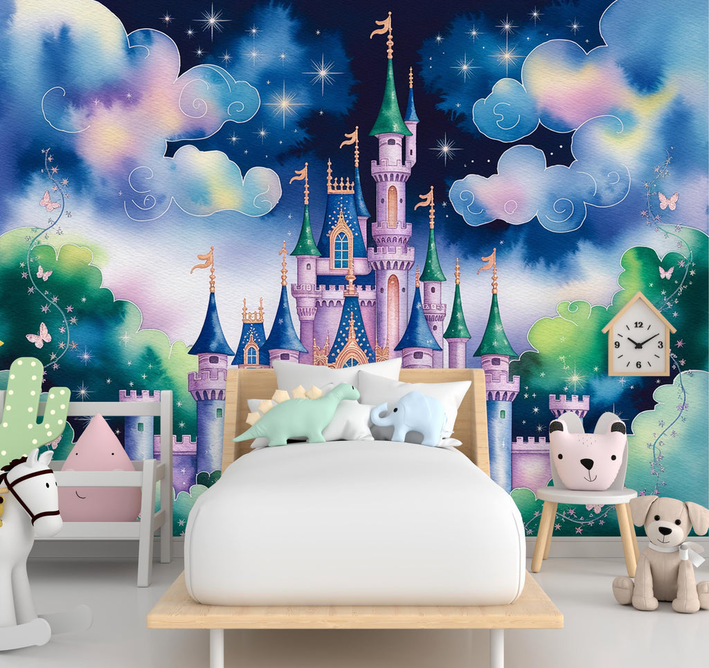 Princess Castle Wall Graphics Peel and Stick Girl room Wallpaper Nursery Self Adhesive Removable nursery wall decor Mural 664RS