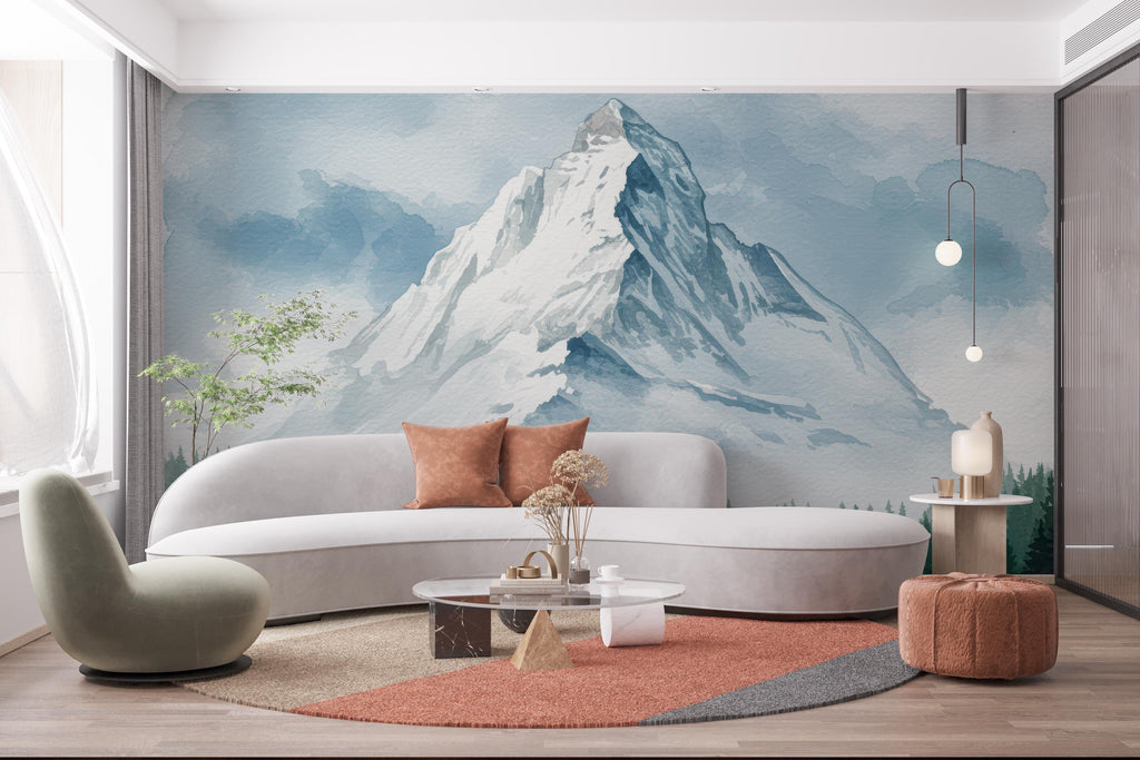 Mountain Snow Wall Graphics River Peel and Stick Forest room Wallpaper Nursery Self Adhesive Removable nursery wall decor Mural 639RS