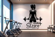 Load image into Gallery viewer, She is Strong Gym Wall Decal Afro Girl Power fitness Quote Decor Workout Art Vinyl Gym Wall Stickers Bedroom Gym Workout Girl Crossfit 640RS