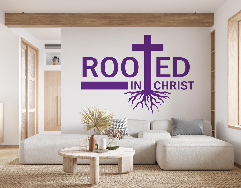 Rooted in Christ, Religious Wall Sign, Christian Wall Words, Church Sanctuary Wall Art, Church Wall Decor, Religious Wall Art 641RS
