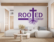 Load image into Gallery viewer, Rooted in Christ, Religious Wall Sign, Christian Wall Words, Church Sanctuary Wall Art, Church Wall Decor, Religious Wall Art 641RS