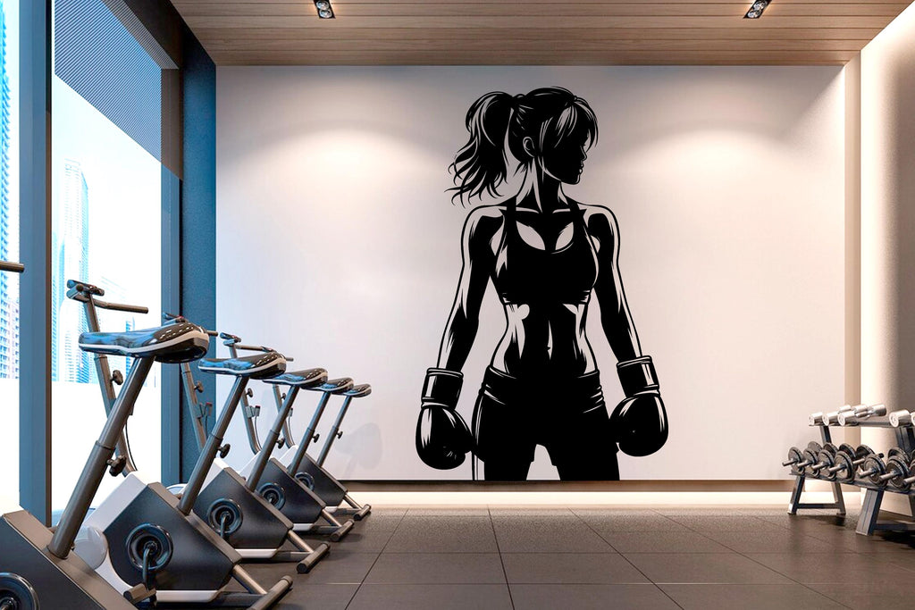 Boxing Girl Gym Wall Decal Afro Girl Power fitness Quote Decor Workout Art Vinyl Gym Wall Stickers Bedroom Gym Workout Girl Crossfit 644RS
