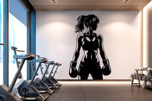 Load image into Gallery viewer, Boxing Girl Gym Wall Decal Afro Girl Power fitness Quote Decor Workout Art Vinyl Gym Wall Stickers Bedroom Gym Workout Girl Crossfit 644RS