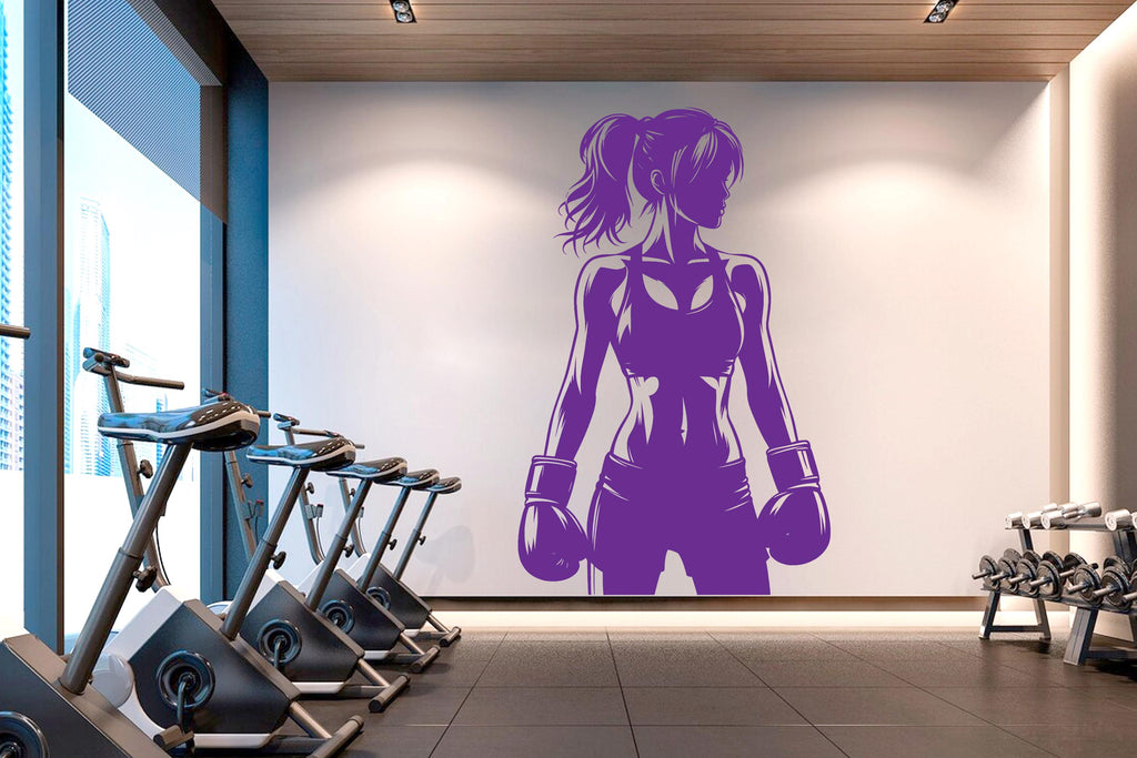 Boxing Girl Gym Wall Decal Afro Girl Power fitness Quote Decor Workout Art Vinyl Gym Wall Stickers Bedroom Gym Workout Girl Crossfit 644RS