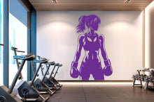 Load image into Gallery viewer, Boxing Girl Gym Wall Decal Afro Girl Power fitness Quote Decor Workout Art Vinyl Gym Wall Stickers Bedroom Gym Workout Girl Crossfit 644RS