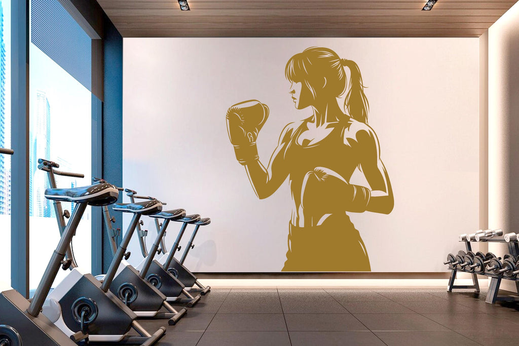 Boxing Girl Gym Wall Decal Girl Power fitness Quote Decor Workout Art Vinyl Gym Wall Stickers Bedroom Gym Workout Girl Crossfit 645RS