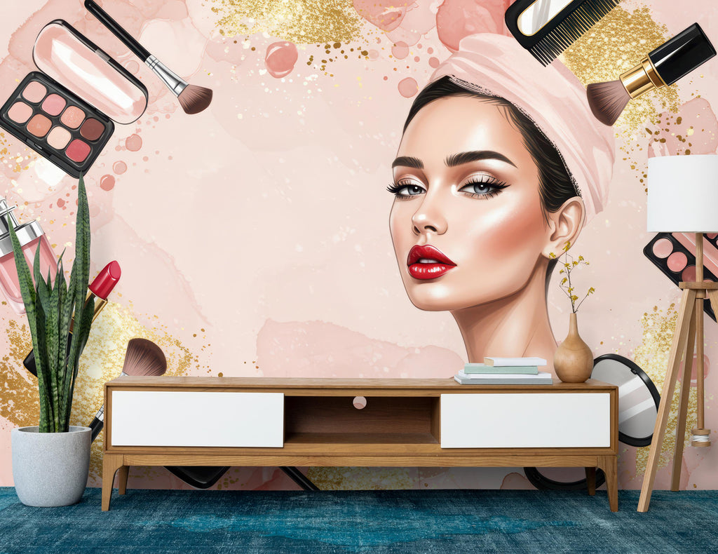 Beauty Salon wallpaper, Beautiful women wall mural, Eyelashes wallpaper, Office Decor, Business Wall Decal, Wall Art Office 651RS