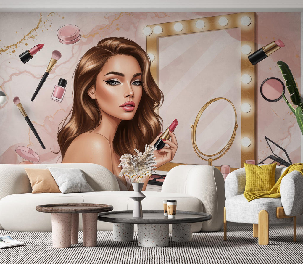 Beauty Salon wallpaper, Beautiful women wall mural, Eyelashes wallpaper, Office Decor, Business Wall Decal, Wall Art Office 652RS