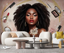 Load image into Gallery viewer, Beauty Salon wallpaper, Beautiful Afro women wall mural, Eyelashes wallpaper, Office Decor, Business Wall Decal, Wall Art Office 653RS