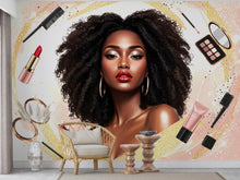 Load image into Gallery viewer, Beauty Salon wallpaper, Beautiful Afro women wall mural, Eyelashes wallpaper, Office Decor, Business Wall Decal, Wall Art Office 653RS