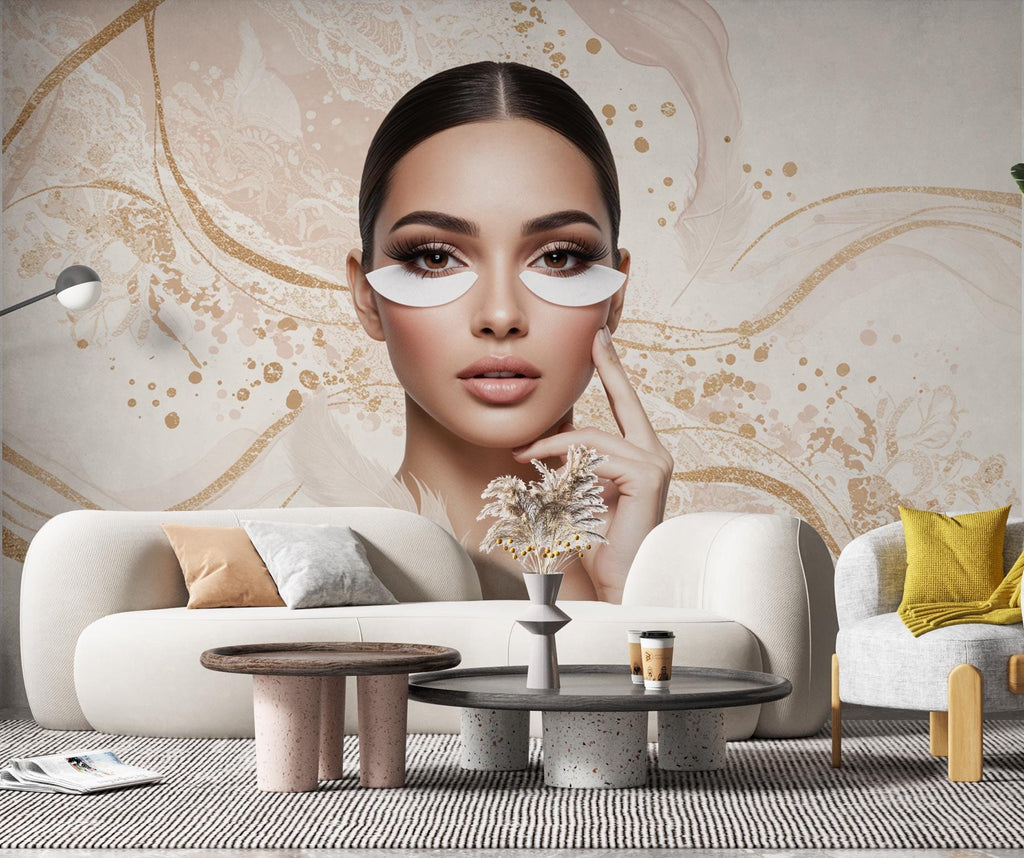 Eyelashes Beauty Salon wallpaper, Beautiful women wall mural, Salon wallpaper, Office Decor, Business Wall Decal, Wall Art Office 654RS