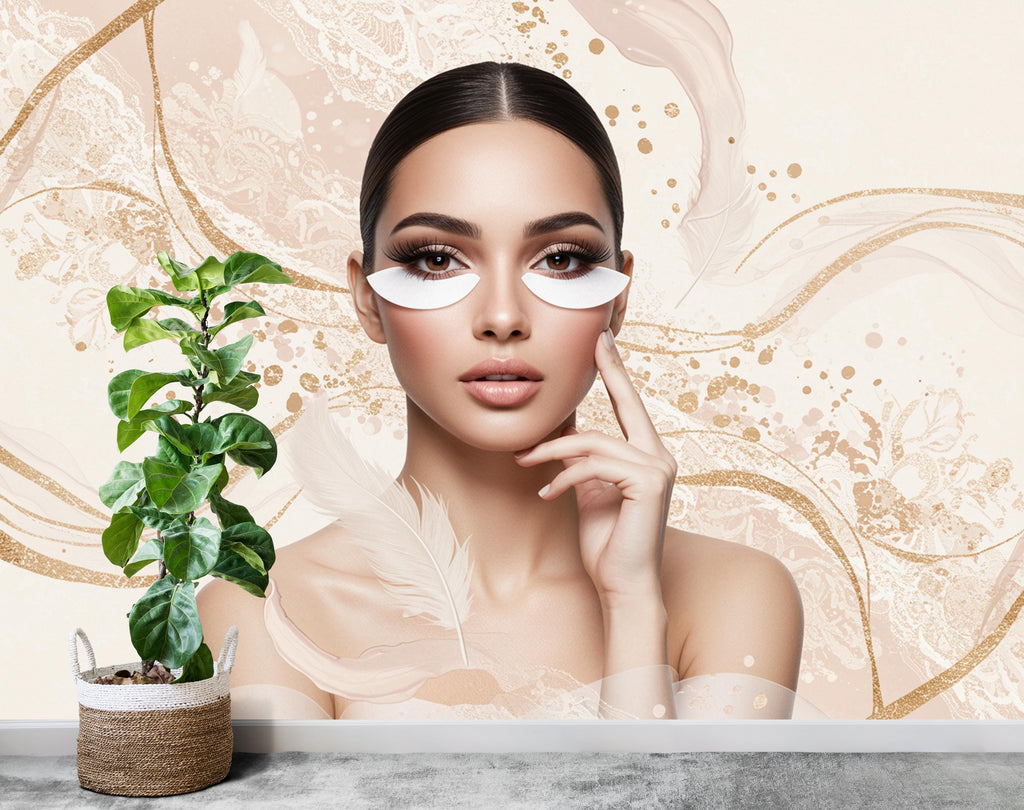 Eyelashes Beauty Salon wallpaper, Beautiful women wall mural, Salon wallpaper, Office Decor, Business Wall Decal, Wall Art Office 654RS