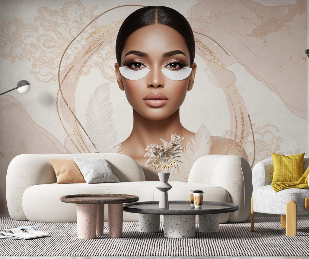 Eyelashes Beauty Salon wallpaper, Beautiful women wall mural, Salon wallpaper, Office Decor, Business Wall Decal, Wall Art Office 655RS