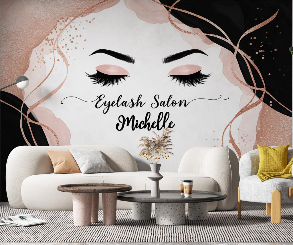 Eyelashes Beauty Salon wallpaper, Beautiful women wall mural, Salon wallpaper, Office Decor, Business Wall Decal, Wall Art Office 656RS