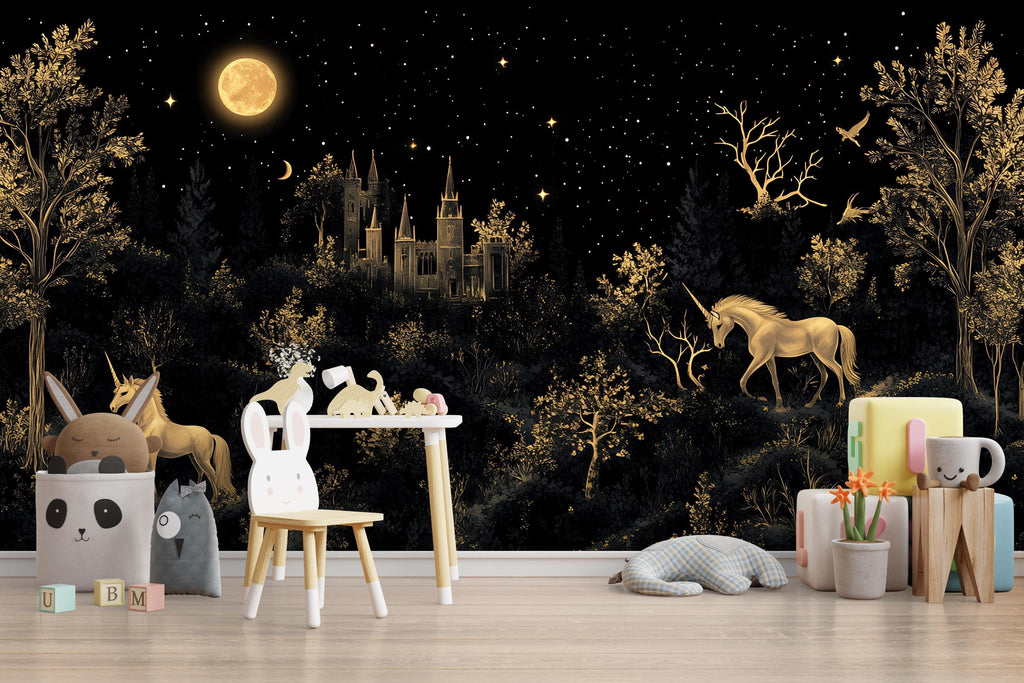 Medieval Dark Wallpaper, Dark Botanical magical forest mural dark botanical mural secret garden mural