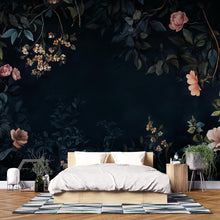 Load image into Gallery viewer, Magical Forest Wallpaper – Dark Botanical Peel and Stick, Enchanted Garden Mural, Medieval-Inspired Design Wallpaper