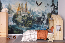 Load image into Gallery viewer, Whimsical Wallpaper – Secret Castle Peel &amp; Stick, Magical Forest Mural, Medieval Fantasy Castle, Magical Forest Wallpaper, Medieval Forest