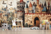 Load image into Gallery viewer, Fantasy Castle Wallpaper – Magical Castle Peel and Stick Wallpaper, Whimsical Medieval Wall Mural, Whimsical Medieval Wallpaper