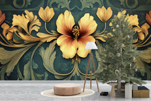 Load image into Gallery viewer, Art Nouveau Wallpaper / Peel and Stick Nature-Inspired Vintage Wallpaper / Floral Nouveau Wallpaper / Botanical Art Nouveau Style Wallpaper