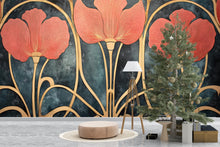 Load image into Gallery viewer, Art Nouveau Wallpaper / Romantic Decorative Arts Wallpaper / Peel and Stick Nature-Inspired Vintage Wallpaper / Floral Nouveau Wallpaper