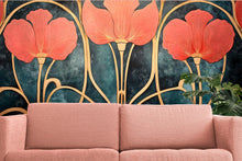 Load image into Gallery viewer, Art Nouveau Wallpaper / Romantic Decorative Arts Wallpaper / Peel and Stick Nature-Inspired Vintage Wallpaper / Floral Nouveau Wallpaper