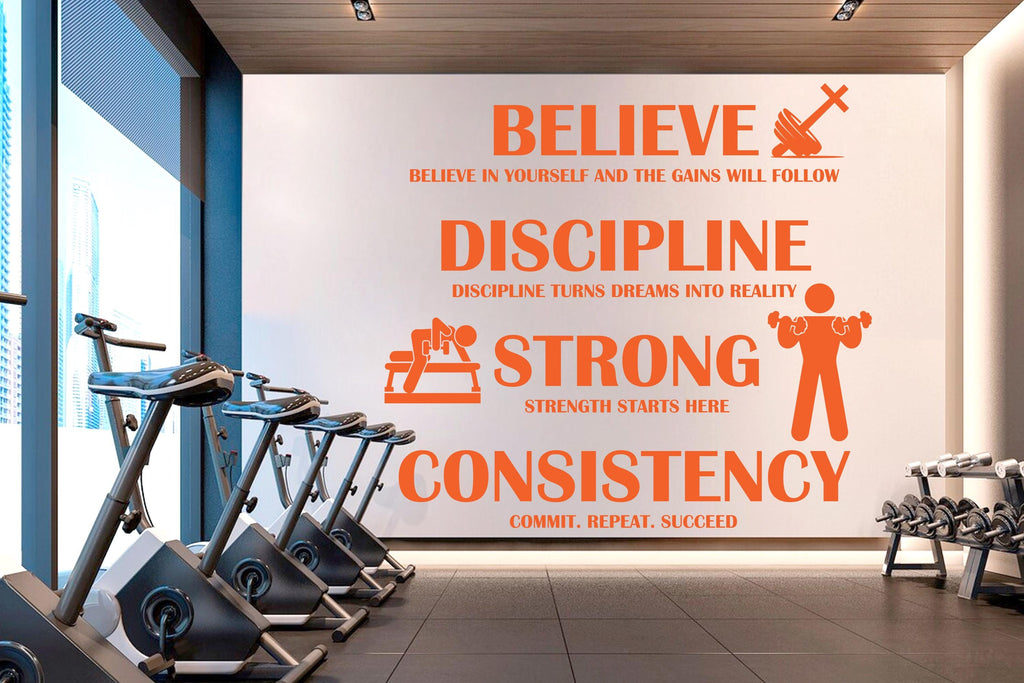 Workout Vinyl Gym Wall Decal, Inspirational Words, Gym Decal, Fitness Collage, Gym Wall Art Gym Decor Gym Wall Decor Motivational Art 660RS