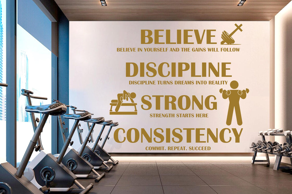 Workout Vinyl Gym Wall Decal, Inspirational Words, Gym Decal, Fitness Collage, Gym Wall Art Gym Decor Gym Wall Decor Motivational Art 660RS
