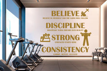 Load image into Gallery viewer, Workout Vinyl Gym Wall Decal, Inspirational Words, Gym Decal, Fitness Collage, Gym Wall Art Gym Decor Gym Wall Decor Motivational Art 660RS