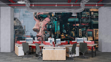 Load image into Gallery viewer, 3D Futuristic Cyberpunk Wallpaper / Futuristic Cyberpunk Wall Mural – 3D Neon City Wallpaper, Urban Cyberpunk City Wallpaper