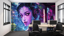 Load image into Gallery viewer, Cyberpunk 3D Wallpaper / Futuristic Cyberpunk Wall Mural Urban Cyberpunk City Wallpaper – 3D Sci-Fi Wall Mural, Dystopian Futuristic Decor