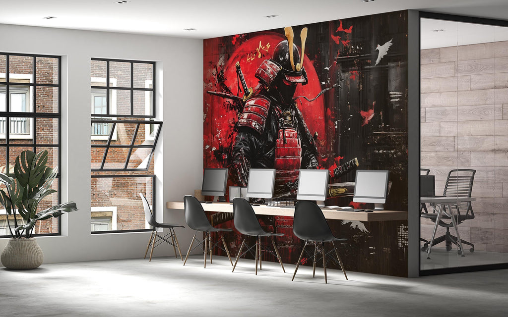 Cyberpunk Samurai 3D Wallpaper / Gaming Wallpaper / IT Office Samurai Wallpaper / Cyberpunk Warrior Wallpaper / Cyberpunk Samurai Art