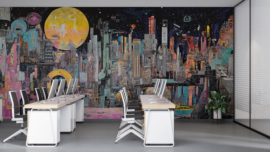 Cyberpunk City 3D Wallpaper / Gaming Wallpaper / IT Office City Wallpaper / Cyberpunk City Wallpaper / Cyberpunk city Art