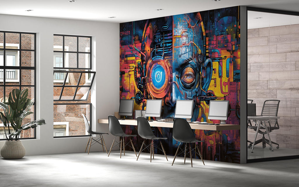 Cyberpunk 3D Wallpaper / Gaming Wallpaper / IT Office Cyberpunk Wallpaper / Cyberpunk Wallpaper / Cyberpunk Art / High-Tech Cyberpunk Mural