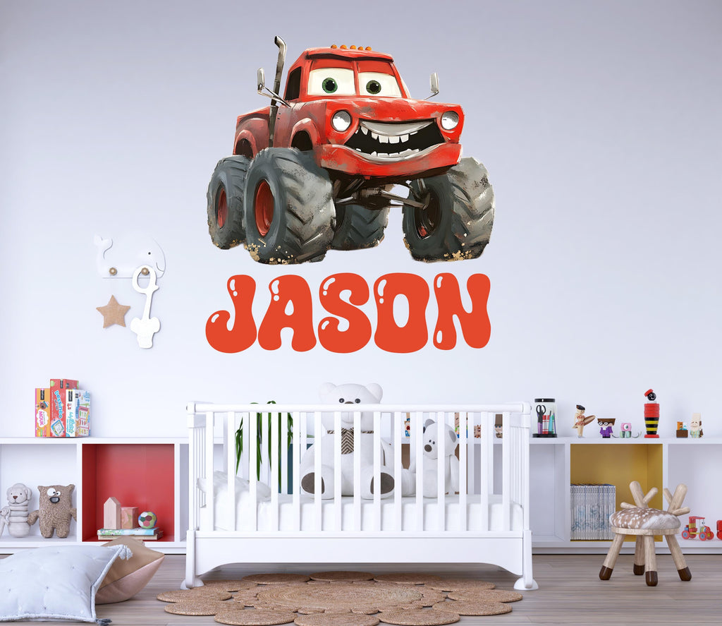 Monster Truck Wall Decal / Monster Truck Wall Mural / Off-Road Truck Mural / Racing Truck Wall Art / Big Truck Wall Decal / Peel and Stick