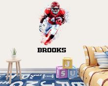 Load image into Gallery viewer, Personalized Football Player Decal / Custom Name Sports Wall Sticker / Football Wall Art for Boys Room / Athlete Wall Decor / Peel and Stick