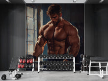 Load image into Gallery viewer, Personalized Gym Wallpaper / Custom Name Fitness Wall Mural / Home Gym Wall Art / Workout Motivation Decor / Peel and Stick Gym Mural