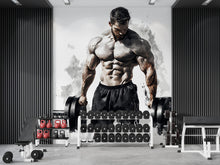 Load image into Gallery viewer, Personalized Gym Wallpaper / Custom Name Fitness Wall Mural / Workout Motivation Wall Art / Home Gym Decor / Peel and Stick Gym Decal