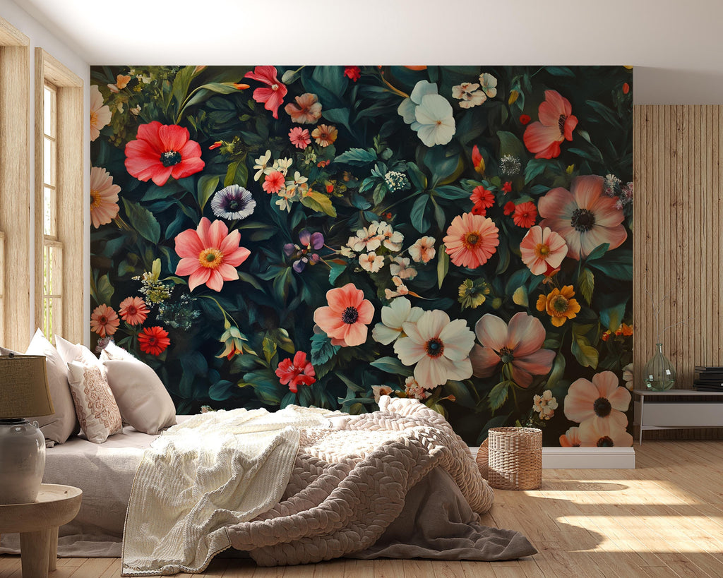 Botanical Wallpaper Mural / Leaf Wall Art for Bedroom / Peel and Stick Plant Wallpaper / Greenery Wall Decor / Removable Nature Mural