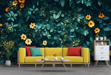 Load image into Gallery viewer, Green Botanical Wallpaper / Leaf Peel and Stick Wall Mural / Removable Nature Wall Art / Tropical Plant Wallpaper / Foliage Room Decor