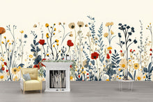 Load image into Gallery viewer, Watercolor Flower Wallpaper / Floral Peel and Stick Wall Mural / Removable Botanical Wall Art / Soft Pastel Bloom Wallpaper / Bedroom Wall