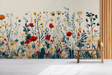 Load image into Gallery viewer, Watercolor Flower Wallpaper / Floral Peel and Stick Wall Mural / Removable Botanical Wall Art / Soft Pastel Bloom Wallpaper / Bedroom Wall
