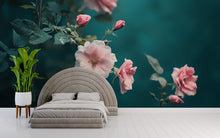 Load image into Gallery viewer, Rose Flower Wallpaper / Vintage Roses Wall Mural / Floral Peel and Stick Wallpaper / Romantic Botanical Wall Art / Removable Rose Decor