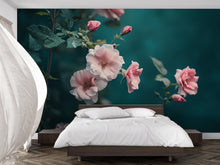 Load image into Gallery viewer, Rose Flower Wallpaper / Vintage Roses Wall Mural / Floral Peel and Stick Wallpaper / Romantic Botanical Wall Art / Removable Rose Decor